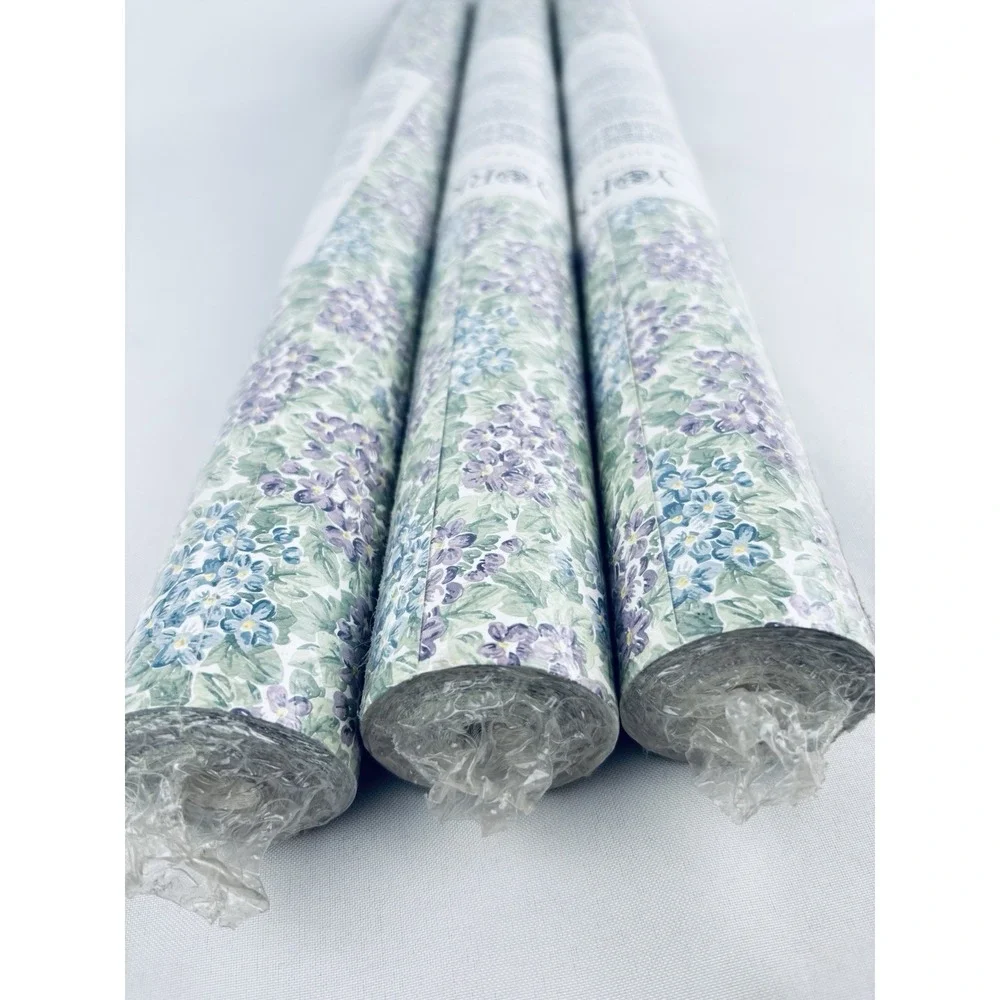 Vintage York Wallpaper WW 5117 R7 - 3 Double Rolls Beautiful Blue Purple Floral
